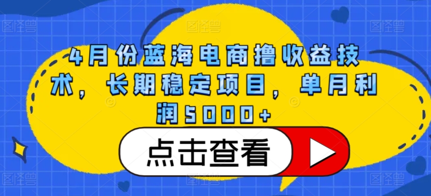 4月份蓝海电商撸收益技术，长期稳定项目，单月利润5000+【揭秘】插图