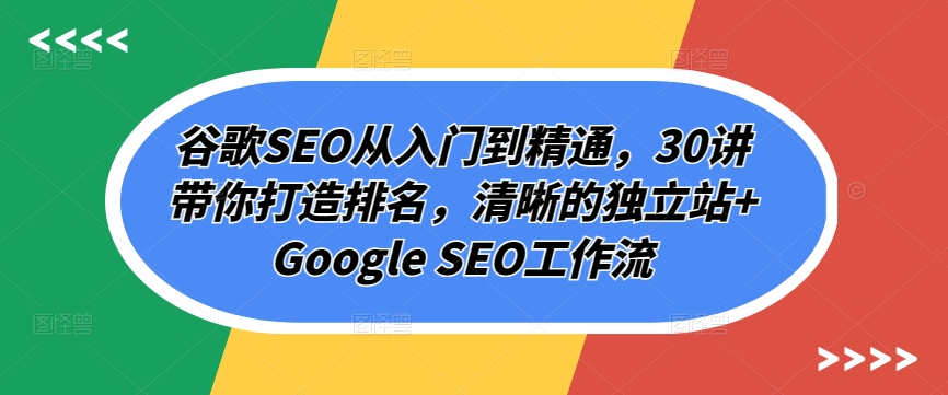 谷歌SEO从入门到精通，30讲带你打造排名，清晰的独立站+Google SEO工作流插图