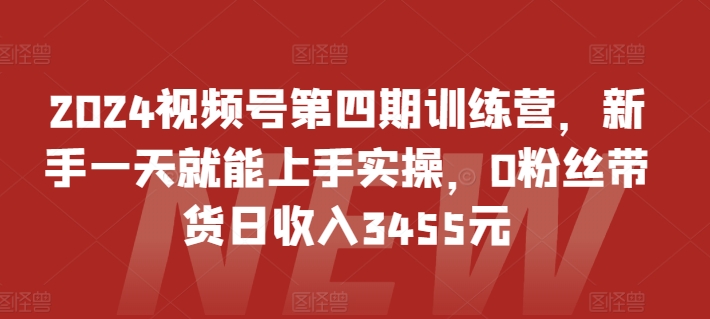 2024视频号第四期训练营，新手一天就能上手实操，0粉丝带货日收入3455元插图