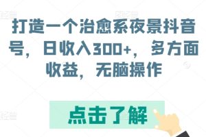 打造一个治愈系夜景抖音号，日收入300+，多方面收益，无脑操作【揭秘】