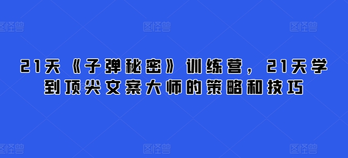 21天《子弹秘密》训练营，21天学到顶尖文案大师的策略和技巧插图