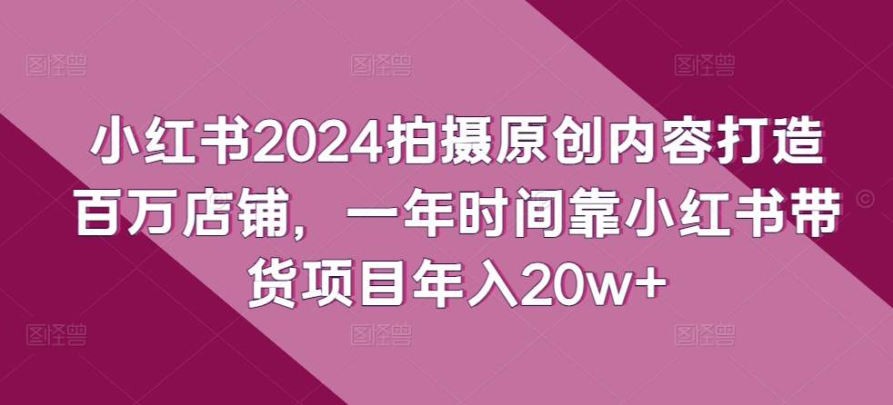 小红书2024拍摄原创内容打造百万店铺，一年时间靠小红书带货项目年入20w+插图