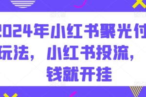 2024年小红书聚光付费玩法，小红书投流，充钱就开挂