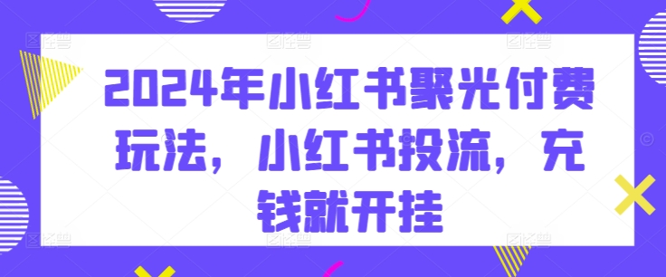 2024年小红书聚光付费玩法，小红书投流，充钱就开挂插图