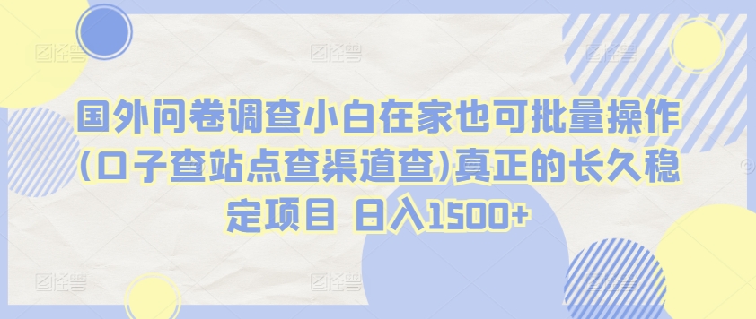 国外问卷调查小白在家也可批量操作(口子查站点查渠道查)真正的长久稳定项目 日入1500+【揭秘】插图